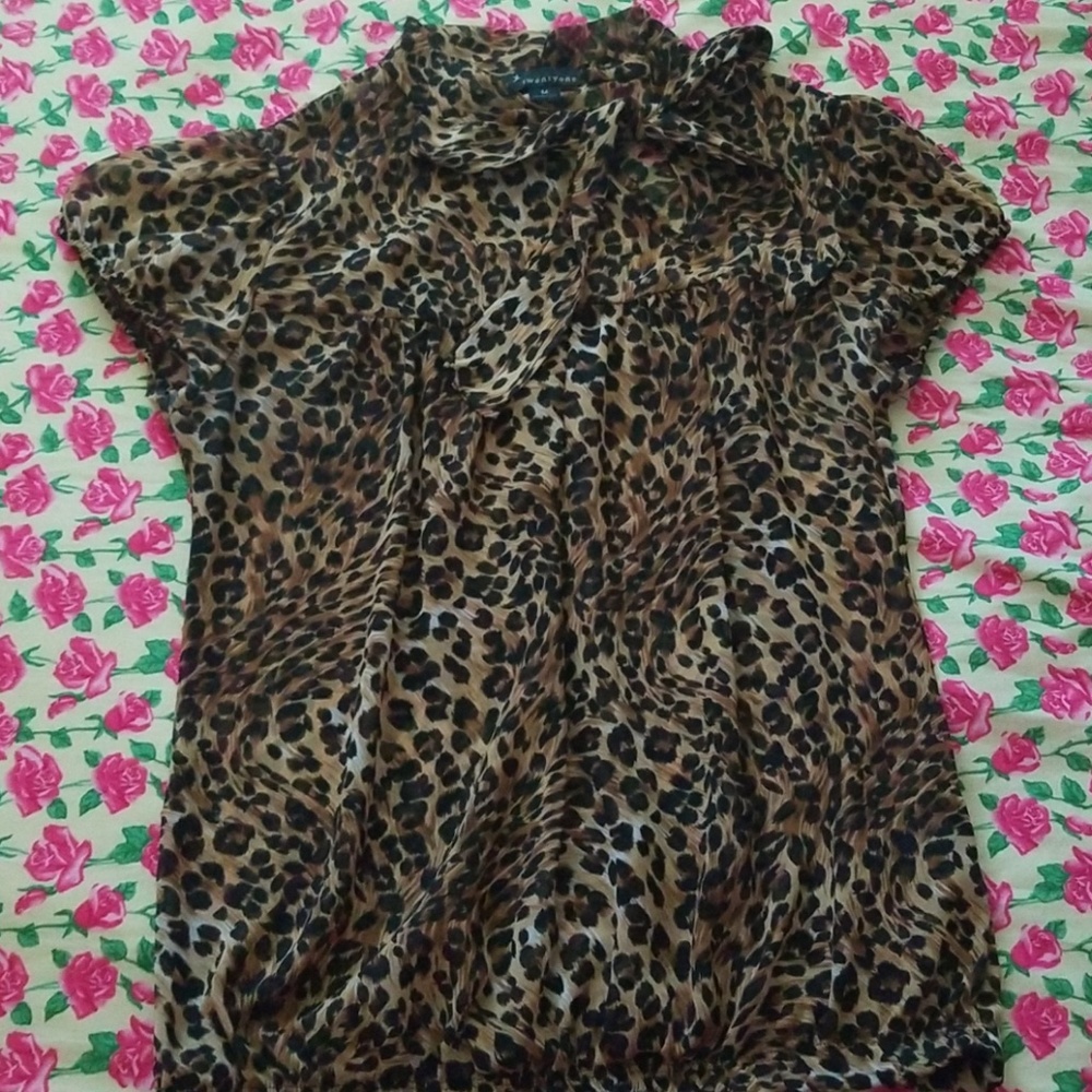 Sheer leopard blouse